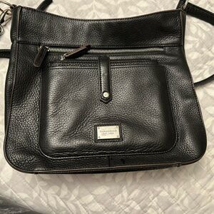 Tignanello Black Pebbled Leather Crossbody Bag with extra zippered pouch